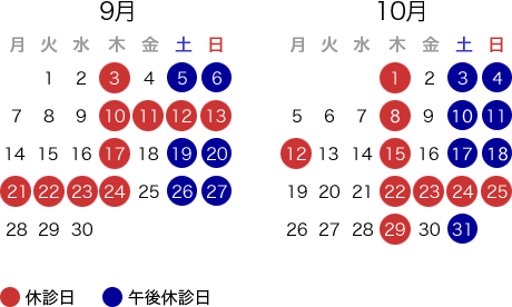 休診日カレンダー